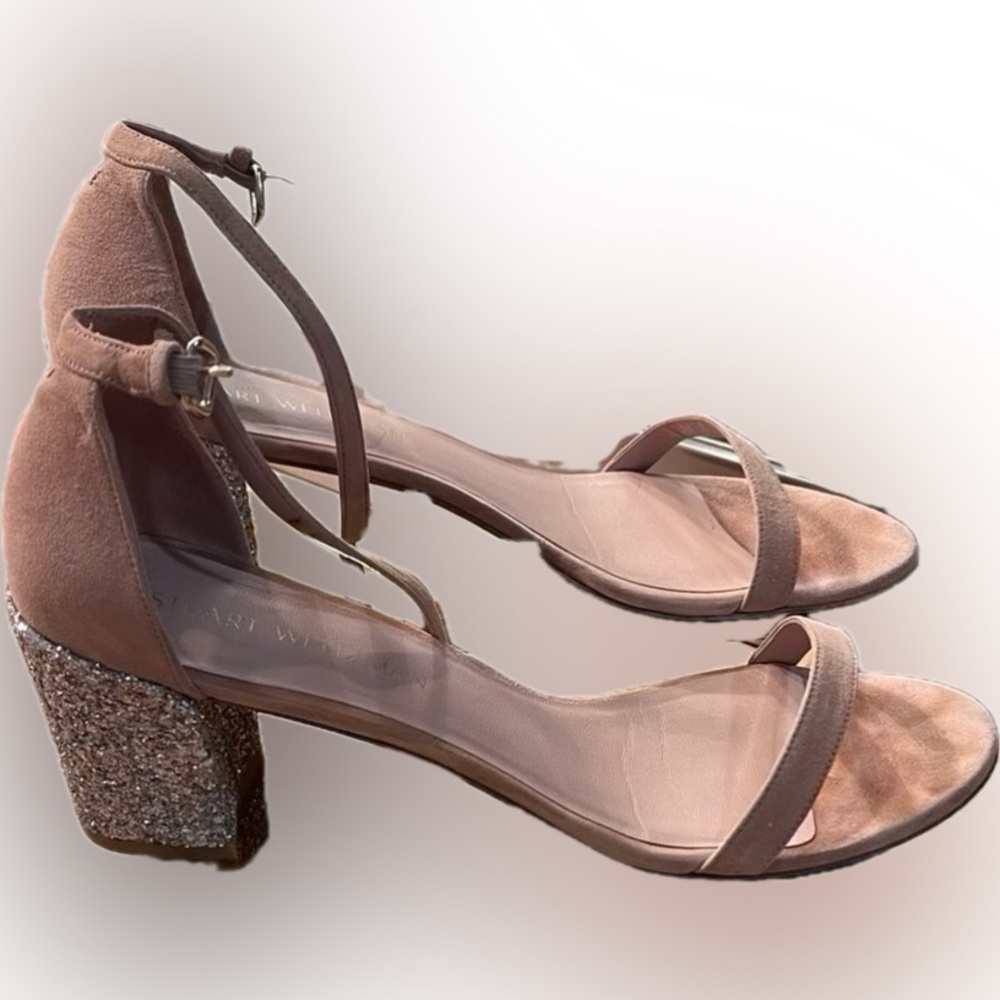 Stuart Weitzman Rose Glitter Heel Sandals
